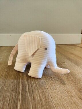 Janie and Jack Pink & White Striped Elephant Stuffed Animal Toy